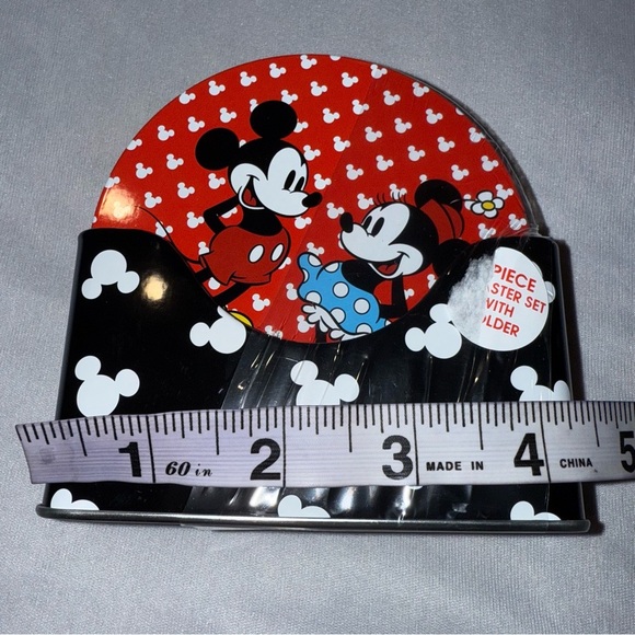 Disney Mickey & Friends 6 Piece Coaster Set Mickey Minnie Mouse Black White Red - Picture 7 of 9